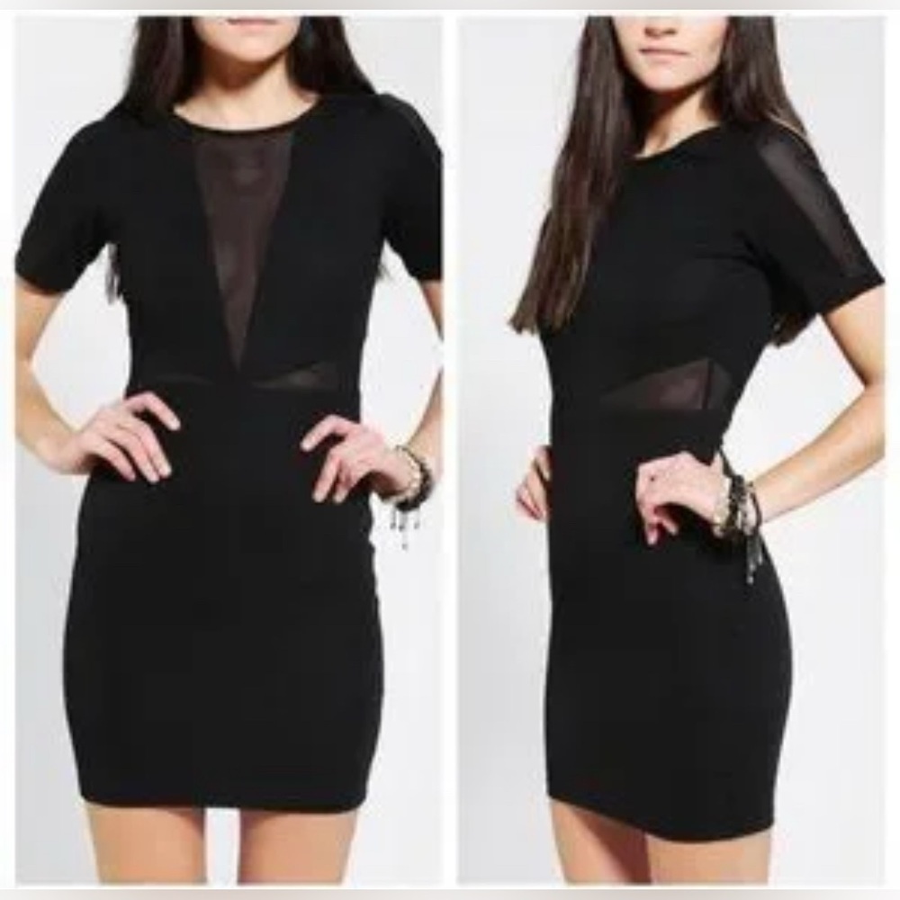 Lucca Couture Elegant Black Mesh Dress. Size-Small